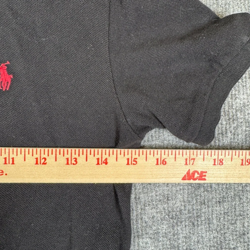 Polo Ralph Lauren Boys Black Short Sleeve Pique Polo Shirt Red Pony Size S 8